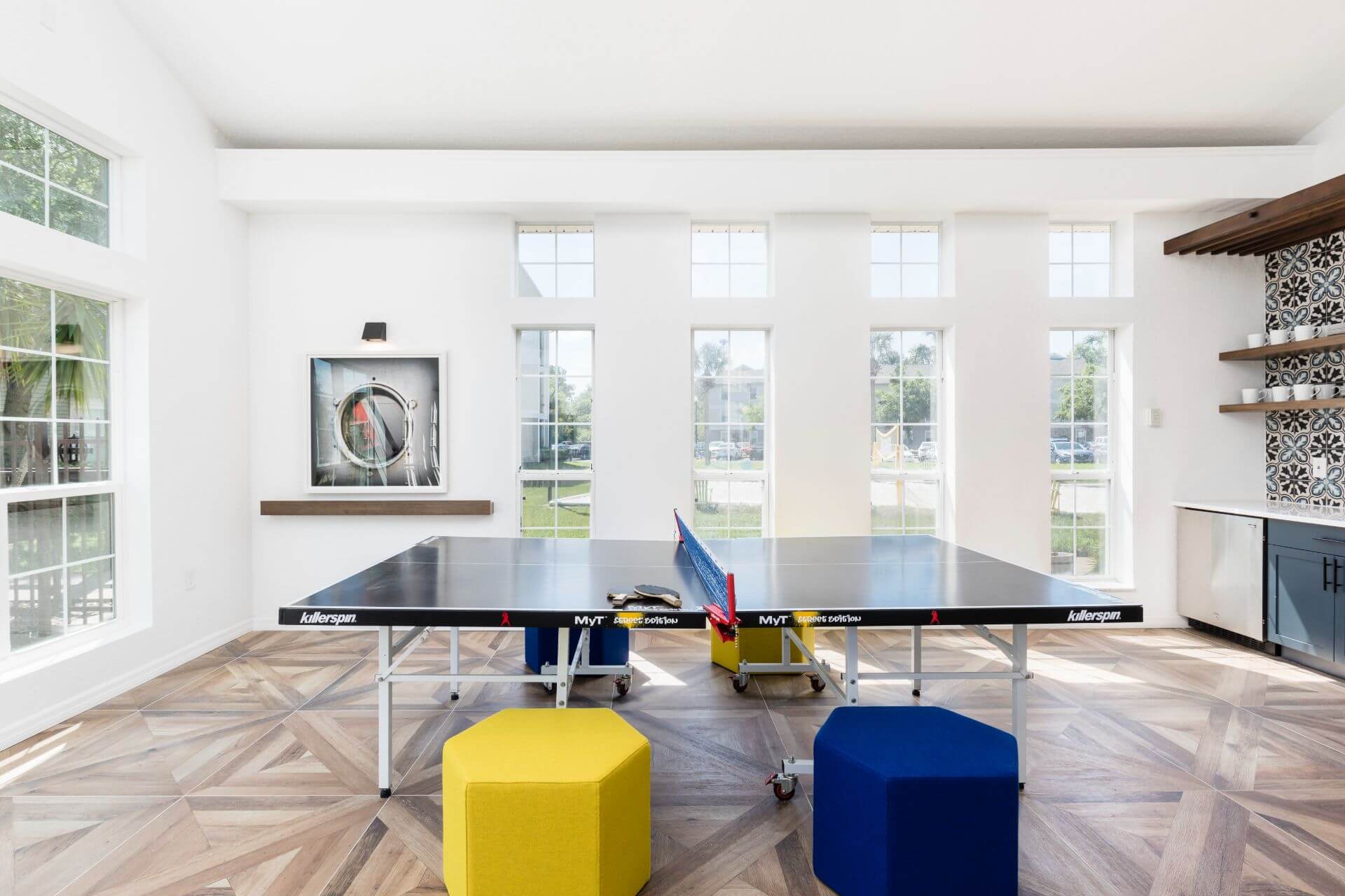 ping pong table inside the clubhouse at northgate lakes apartments